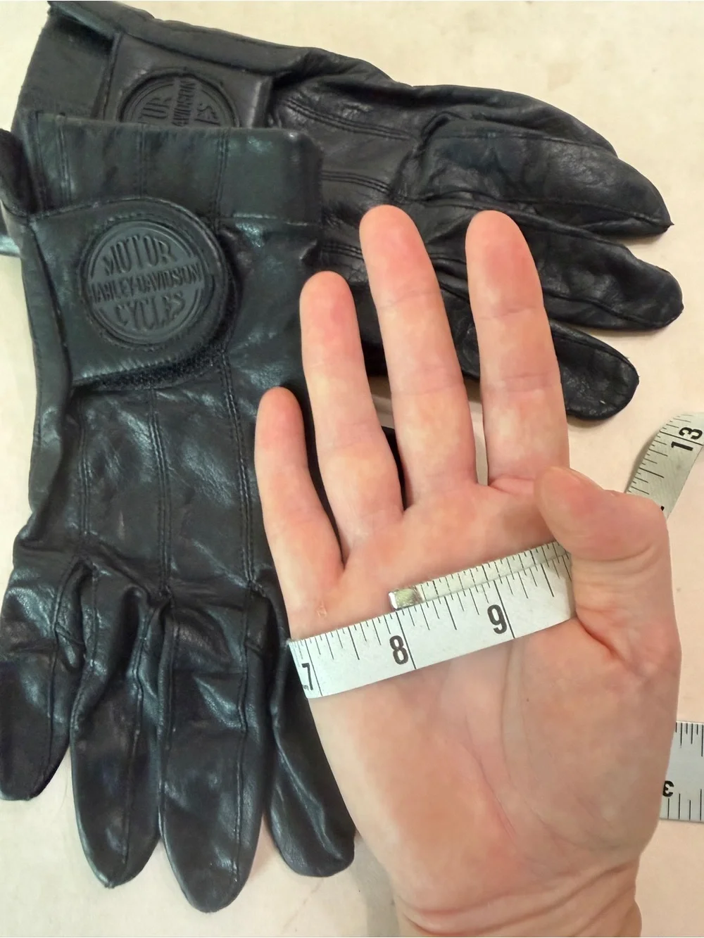 Women’s Harley-Davidson Black Leather Riding Gloves with Embossed Logo